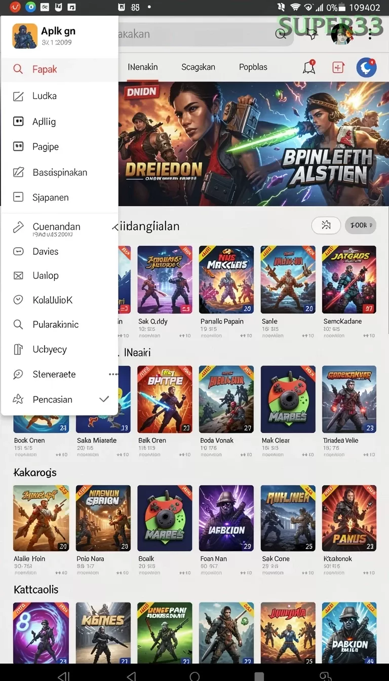 Cuplikan layar DINGDONG77 — menu navigasi