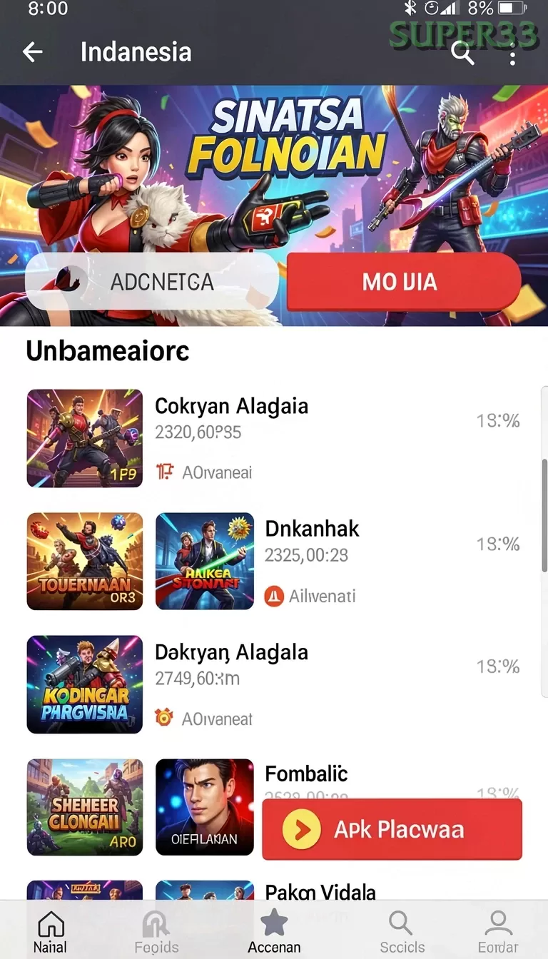 Cuplikan layar BW888 — aktivitas